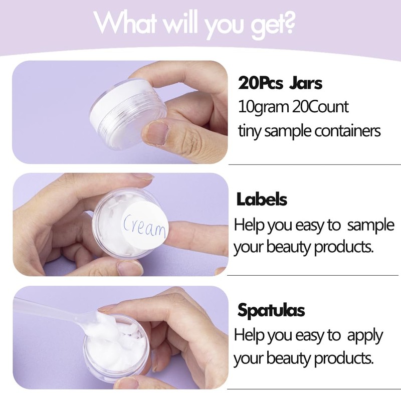 10 Gram 20 Count Sample Containers, Small Plastic Containers with