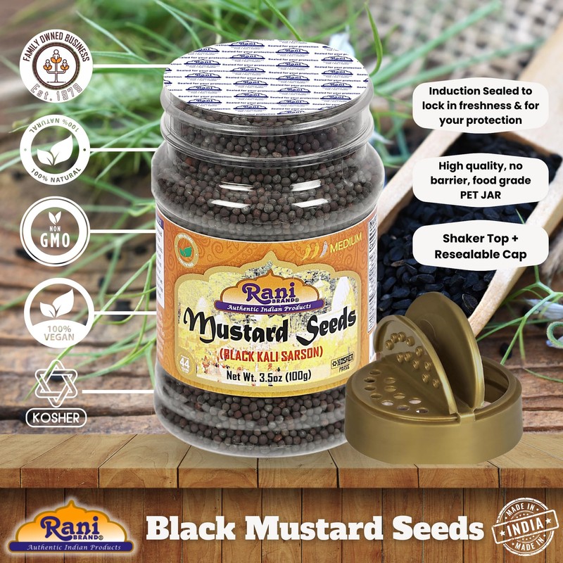Rani Black Mustard Seeds Whole Spice (Kali Rai) 3.5oz (100g)