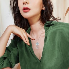 AINFQY Dream Catcher Necklace Sterling Silver Moonstone Tree of Life Necklace for Women Dream Catcher Jewelry Gifts (Dream Catcher Tree of Life)