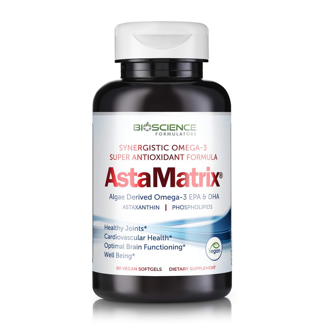 AstaMatrix® Boost Your Immune System with Algal Omega 3 DHA EPA Astaxanthin | Vegan-Friendly Alternative to Krill Oil or Fish Oil | Promotes Joint Heart Brain & Skin Health | 60 Vegan SoftGels