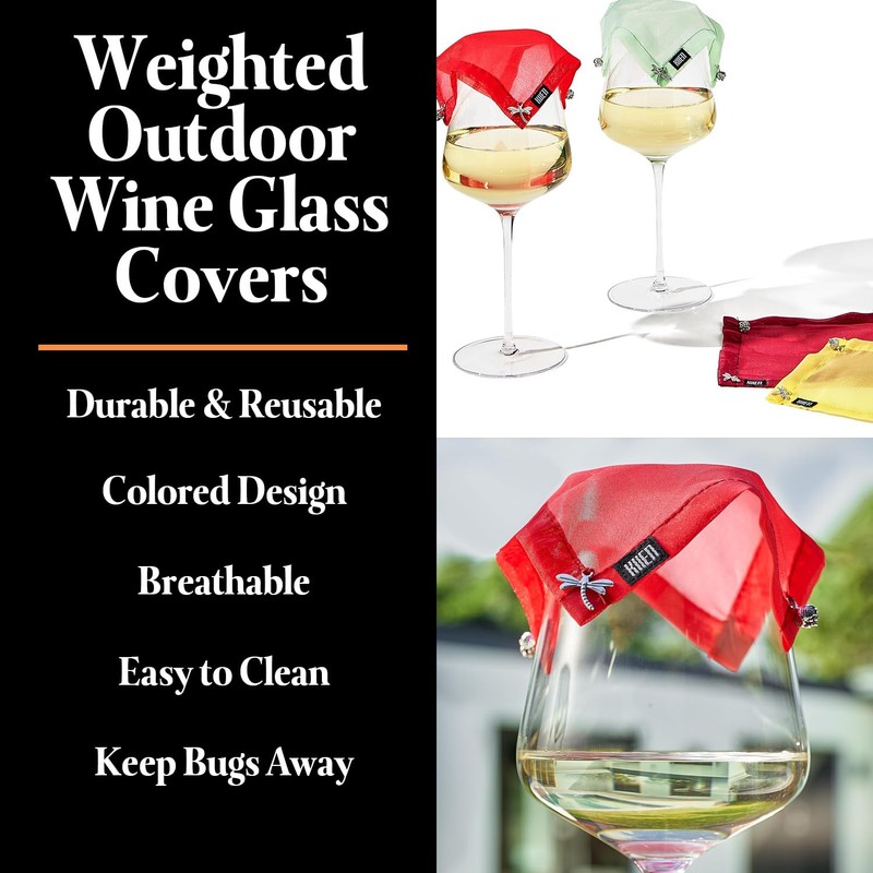 Khen Weighted Outdoor Wine Glass Covers - Set of 4