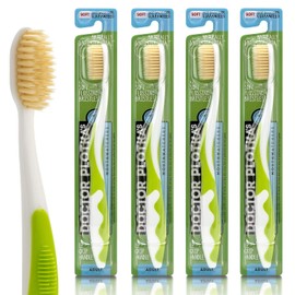 Dr Plotkas Cepillo de dientes extra suave de Mouthwatchers | Cepillo de dientes suave manual para adultos | Nano cepillo de dientes ultra limpio | Bueno para dientes y encías sensibles | Verde, 4 unidades