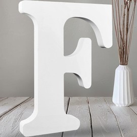 AOCEAN 12 Inch White Big Wood Letters Unfinished Wooden Letters for Wall Decor Decorative Standing Letters Slices Sign Board Decoration for Craft Home Party Projects (F)