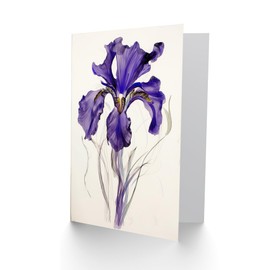 Artery8 Single Iris Watercolour Flower Bloom for Wife Her Mum Sister Daughter Mom Gran Nan Birthday Thank You Mothers Day Blank Art Greeting Card