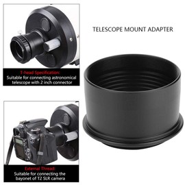 Telescopic Mount Adapter, 2 Inch to T2 M42 x 0.75 Thread Telescope Eyepiece Camera Accessory Mount Adapter