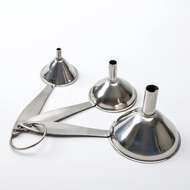 3Pcs Stainless Steel Funnels Set Kitchen Oil Wine Pouring Funnel Liquid Dispensing Funnel with Handle Kitchen Gadgets Tools for Filling Bottles Essentail Oil Liquid Spices Powder Perfume, Silver