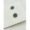 circle green-crystal stud earrings with 925 silver post for women