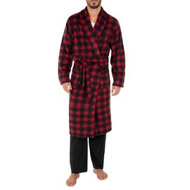 IZOD Men's Micro Sueded Robe, Red, One Size