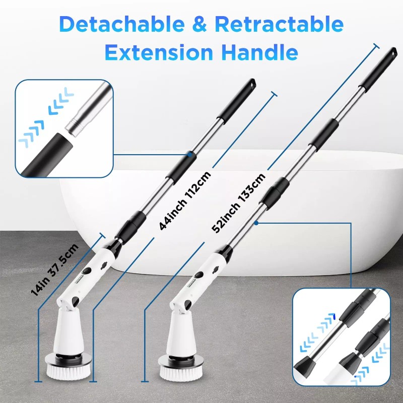 Swtroom Electric Spin Scrubber with Adjustable Handle Dual Speed Powerful