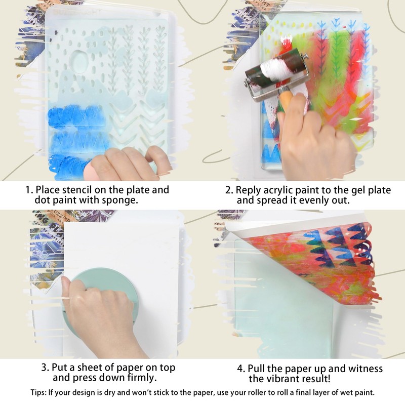 BuzzBright Gel Printing Plate kit, Complete Printmaking Set with 5”X7”