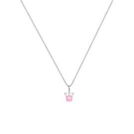 Elli Women's Children's Heart Crown Necklace with Crystals in 925 Sterling Silver, enamel, Crystal