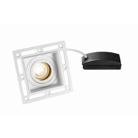 Horizon Matt White Square Trimless Plaster in GU10 LED Anti Glare Low Profile Die Cast Tilt Rotate Ceiling Downlight Spotlight