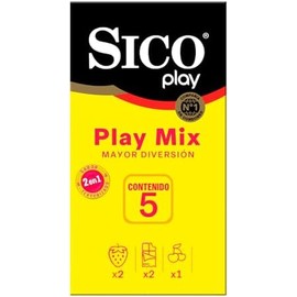 Sico Play Mix, Condón de látex texturizado y de sabores mixtos 5 pzas