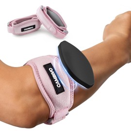 CAMBIVO Paquete de 2 coderas de tenista para hombres y mujeres, alivio del dolor de codo por tendinitis, codo de tenista y golfista, correa de codo ajustable con almohadilla de compresión (rosa clar