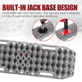 BUNKER INDUST Off-Road Traction Boards with Jack Base, Pair Recovery Tracks 4X4 Jeep Truck Tire Traction Mat with Bag - Sand,Mud,Snow Ladder Ramps(Grey)
