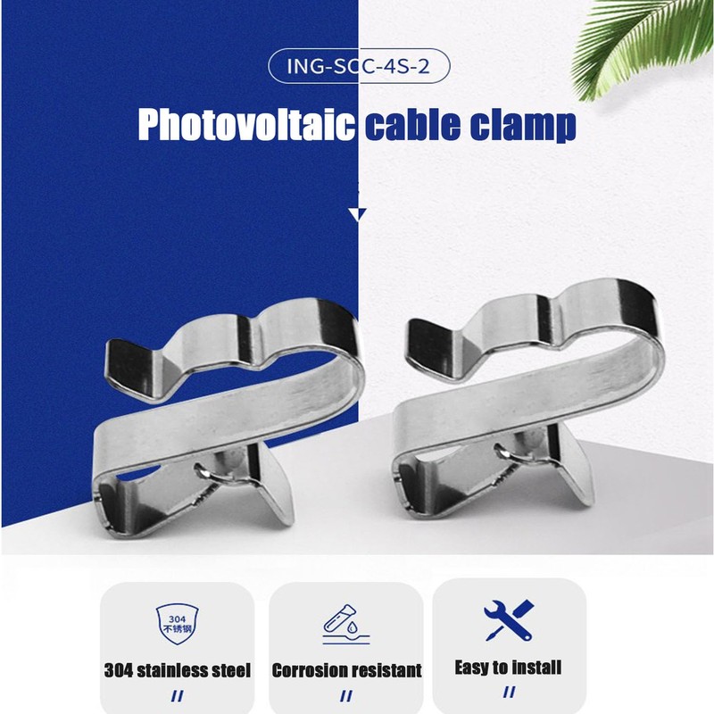 Shengsenfu Solar PV Cable Clamps, 50 Pcs Stainless Steel Metal