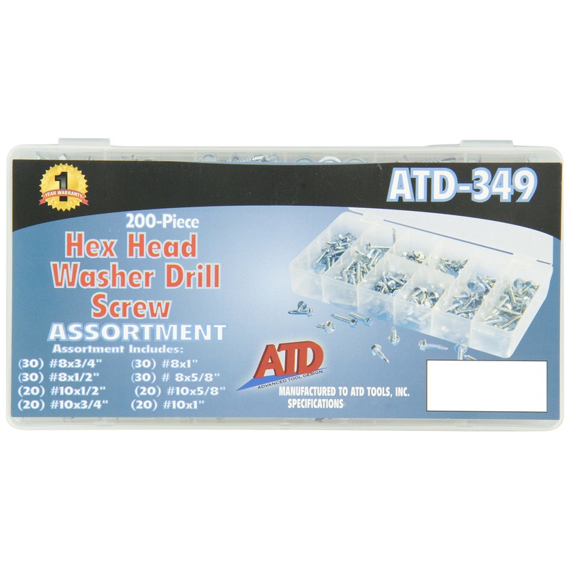 ATD Tools 349 200-Piece Hex Head Screw Assortment