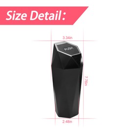 Car Trash Can with Lid, Mini Portable Auto Garbage Can, Small Leakproof Diamond Design Trash Dustbin, Waterproof Vehicle Rubbish Bins for Automotive Car, Home, Office, Kitchen, Bedroom (Black,1)