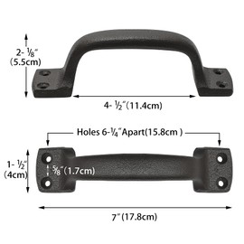 Livfodrm Barn Door Pulls Handles Heavy Duty Cast Iron Gate Handle, 7 inch Metal Hardware for Sliding Barn Door Gate Fence Drawer Garage - Dark Brown 2 Pack