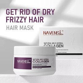 Navensi Natural Mild Herbal Collagen Triple Treatment Hair Care, Moisturizing with Protein and Keratin, pH Balancing hair mask. 16.9 floz