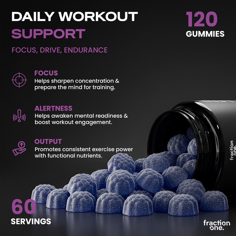 Fraction One Pre Workout Gummies 120 – Guarana, L-Citrulline, L-Theanine,