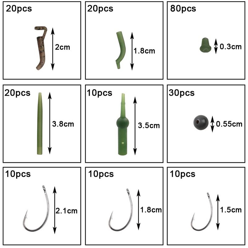 Carp Fishing Tackle Box Kit, 320Pcs/Box Carp Accessories Including Swivels
