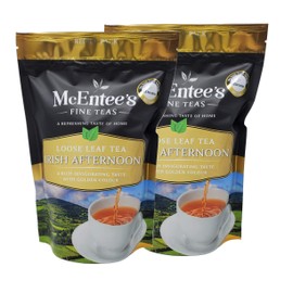 McEntee's Irish Afternoon Loose Tea (Pack of 2) - 250g Refill Bag – BLENDED IN IRELAND, CITRUSY, BRISK & FUL BODIED. A Traditional Irish Blend of Ceylon, Assam and Kenyan Loose Tea’s.