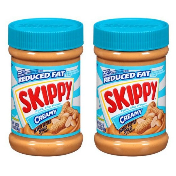Skippy Peanut Butter, Reduced Fat Creamy, 16.3-Ounce Jars (Pack of 2)
