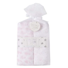 Babies 2 Pack 100% Cotton Muslin Blankets/Swaddle Wraps (Pink)