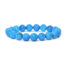 Justinstones Dyed Blue Howlite Gemstone Crystals Chakra Beads Bracelet Reiki Crystal Healing 10mm Round Stretchable Bracelet for Her Gift