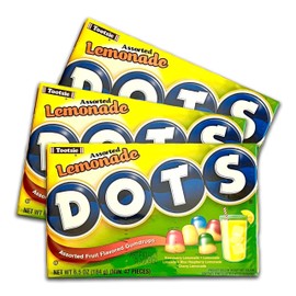 Dots Lemonade Gumdrops, Assorted Flavors, Fruity and Chewy Summer Candy, Pack of 3-6.5oz Boxes