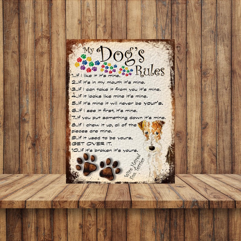 Shawprint Limited MY DOG'S RULES RETRO STYLE METAL TIN WIRE
