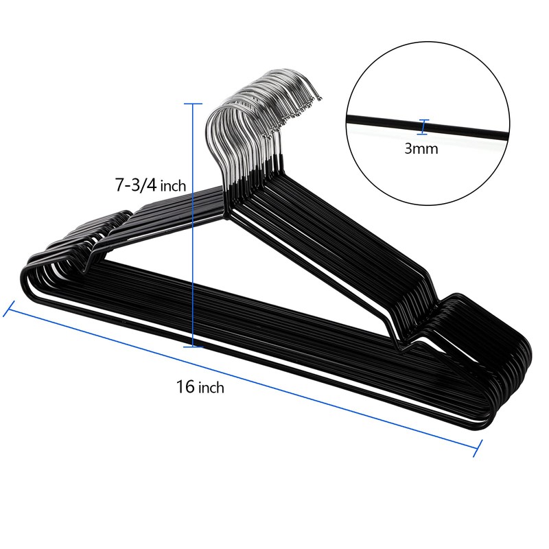 Tosnail 50 Pack 16-Inch Stainless Steel Wire Metal Non-Slip Closet