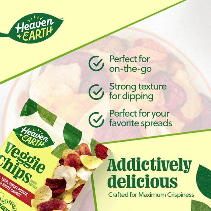 Heaven & Earth Veggie Chips, Root Vegetable Medley Chips 1oz
