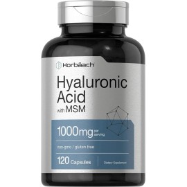 Horbaach Hyaluronic Acid with MSM | 1000 mg | 120 Capsules | Non-GMO | by Horbaach | USA