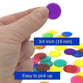 MR CHIPS Plastic Bingo Chips for Bingo Games 200 Count Bag - Solid and Transparent Colors Counting Chips - Transparent Purple - 3/4 Inch