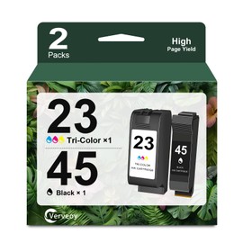 45/23 Remanufactured Ink Cartridge Replacement for HP 45 Black 51645 51645A 23 C1823D Color Ink Combo Pack for Color Copier 110 120 140 145 150 155 DeskJet 1000C 1000Cse Printer (1 Black 1 Tri-Color)
