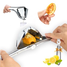 Stainless Steel Lemon Squeezer-Heavy Duty Manual Citrus Juicer for Lemon, Lime&Orange,Ergonomic Handheld Fruit Press with Juice Squeezer&Citrus Press Functions,Manual Juicer Hand Press for Kitchen&Bar