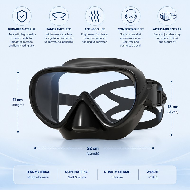 Kids Full-Vision Swim Mask for Pool Practice – Anti-Fog Polycarbonate