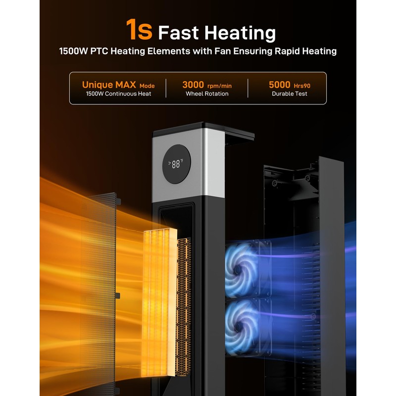 Domenow Space Heaters for Indoor Use, 33" Ceramic Tower Space