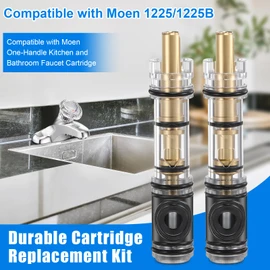 Enhon 4 Pack Dual Seal Cartridge Replacement Compatible with Moen 1225 1225B, One Handle Lavatory and Bathroom Faucet Cartridge Fits Single Handle Faucet/Showers, Brass