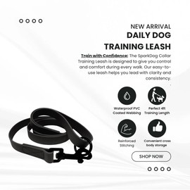 Waterproof Daily Dog Training Leash, Working Dog Leash, Strong, Over Shoulder, Cross Body, Coated Webbing (Black, W 3/4" * L 4')