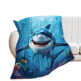 Shark Ocean Fleece Throw Blanket - Shark Gift Decor, Fuzzy Plush, Super Soft, Cozy Warm for Girls, Boys, Kids, Women - 40"x50"
