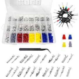 BWBWND 755PCS 21 Type Pin Connectors Kit, 1/1.5/1.8/2.2/2.8/3.5mm Car Electrical Wire Terminal Pins Connector, Non-Insulated Plug Removal Tool & Male Female Crimp Pin, Car Accessories