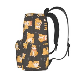 cfpolar 17 Inch Backpack Cute Dogs Shiba Inu Laptop Bag Shoulder Bag School Bookbag Casual Daypack For Boys Girls