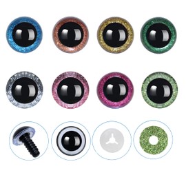 128Pcs Glitter Safety Eyes and Washers for Amigurumi Crochet - Thalinfayi 15mm 8Colors Crochet Amigurumi Eyes Crystal Safety Eyes for Amigurumi, Crafts, Crochet Doll DIY Making Supplies