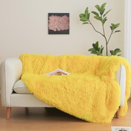 Yellow Fluffy Throw Blanket – 50x60 Inch Soft & Cozy Plush Blanket, Fuzzy Shaggy Couch Bed Cover for Living Room, Bedroom Decor – Gift for Women, Men, Him & Her