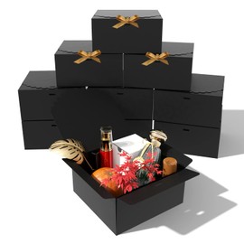 10Pcs Black Gift Boxes 8x8x4 Inch Elegant Cardboard Gift Boxes with Lids - Perfect for Bridesmaid Proposals, Wedding Favors, Birthday Gifts & Party Favors