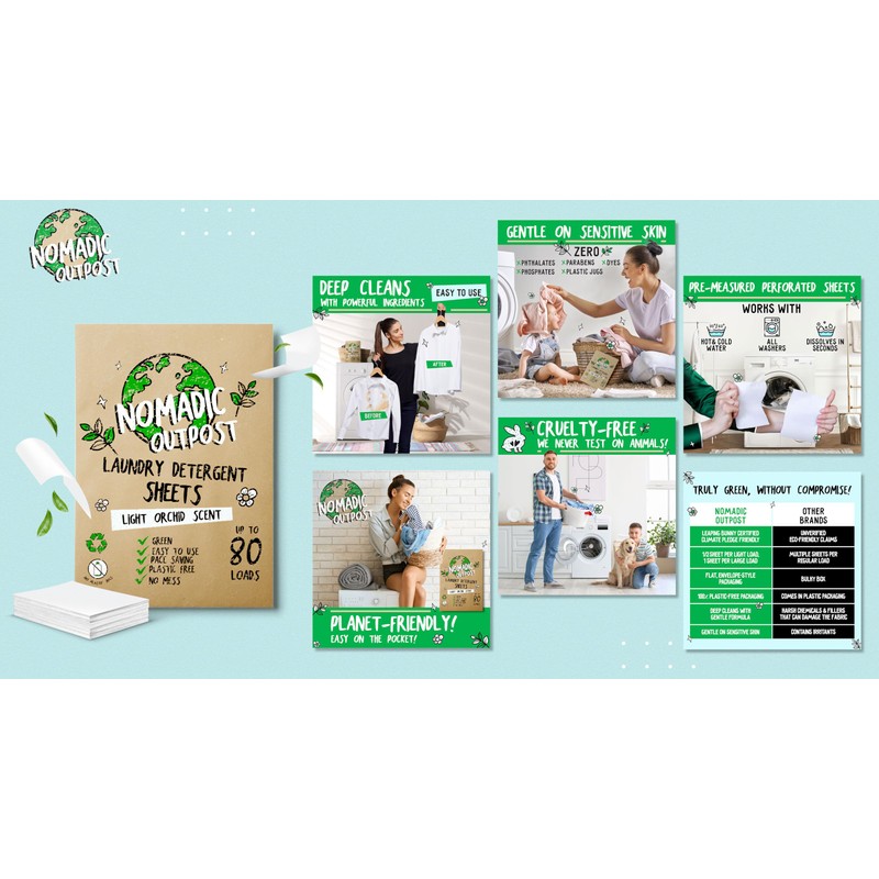 Eco-Friendly Laundry Detergent Sheets - Efficient, Clean, and Fresh Scented,