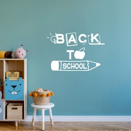 Vinyl Wall Art Decal - Back to School - 15" x 23" - Cute Educational Quote Sticker for Classroom Kids Room Home Kindergarten Fun Playroom Preschool Middle College School Decor (White)